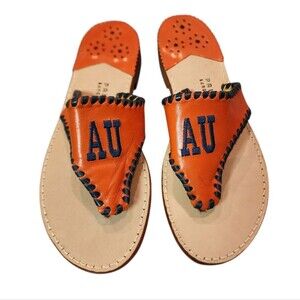 Palm Beach AU Sandals Womens 8 Orange Blue Leather Thong Auburn Univ Casual